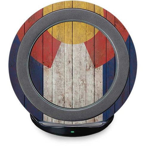 Colorado Flag Dark Wood Fast Charge Wireless Charging Stand Skin